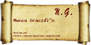 Mencs Gracián névjegykártya